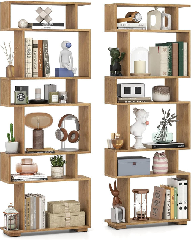 Giantex 6 Tier Geometric Bookshelf with 2 Anti Tipping Kits