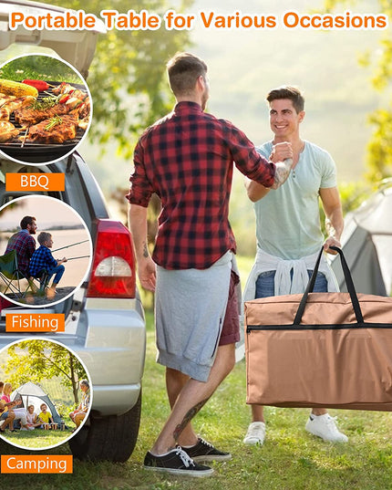 Folding Grill Table with 26'' Tabletop and Detachable Windscreen