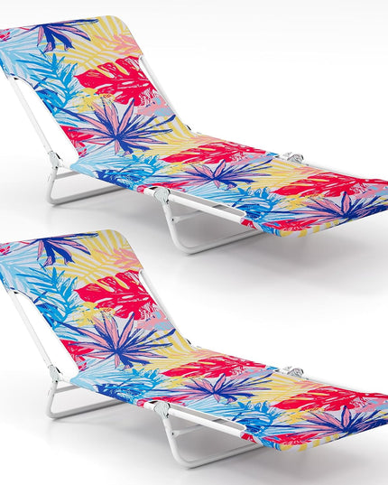 Chaise longue de patio Giantex colorée avec sangle de transport à 5 positions et cadre métallique