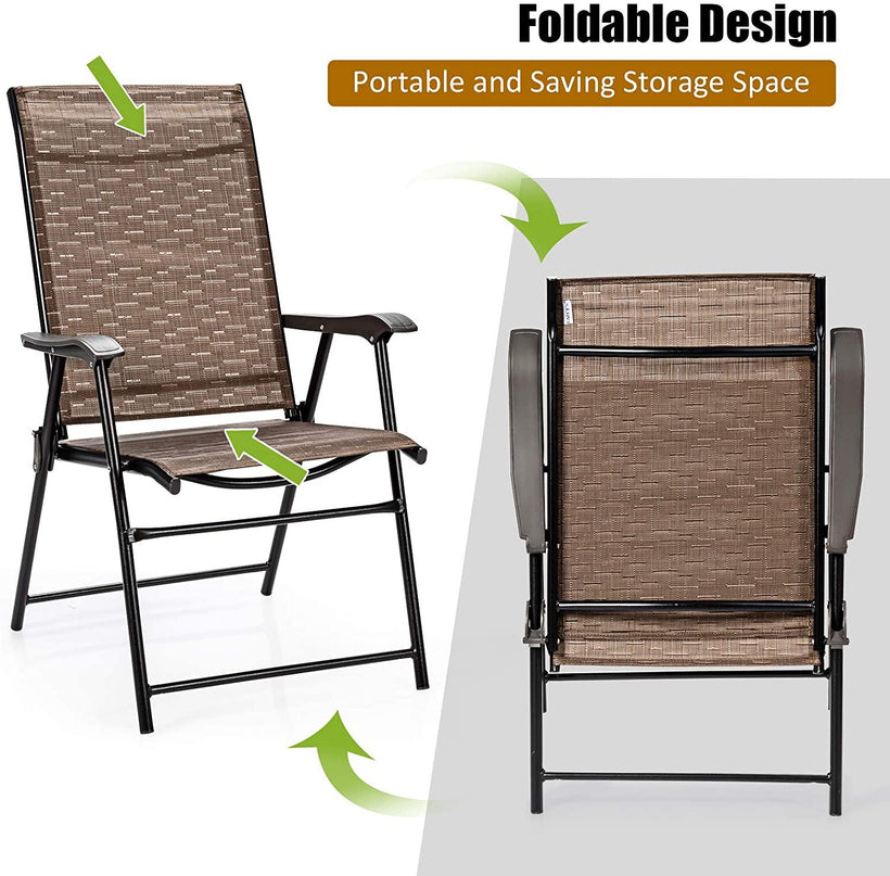 2-Pack Patio Dining Chairs, Portable Folding Chairs - Giantexus