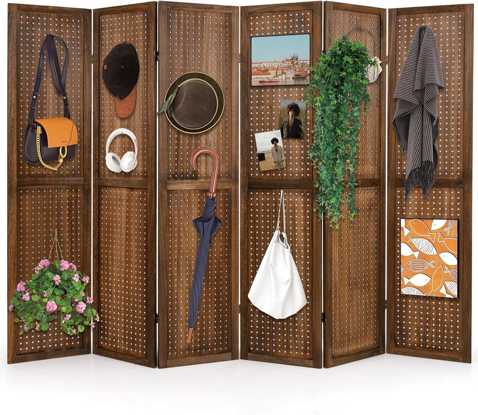 Giantex 4/6 Panel Pegboard Display & Room Divider, 5.6FT Folding Pegboard Stand for Crafting Show Jewelry Retail