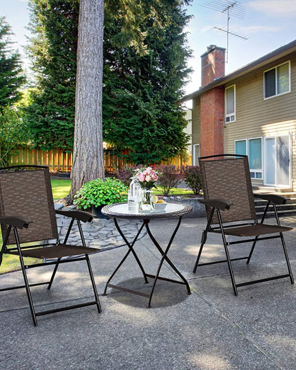 Giantex 2 Pack Patio Dining Chairs, Adjustable Sling Back Chairs with Armrest, Folding Patio Chairs