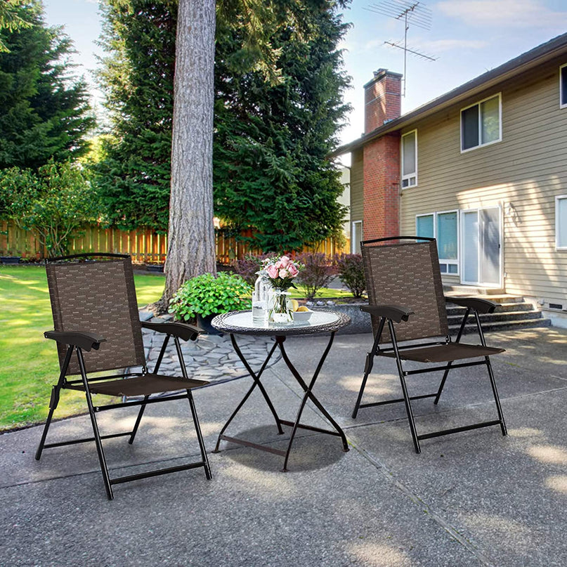 Giantex 2 Pack Patio Dining Chairs, Adjustable Sling Back Chairs with Armrest, Folding Patio Chairs