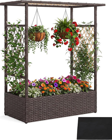 Giantex Raised Garden Bed with Trellis & Hanging Roof