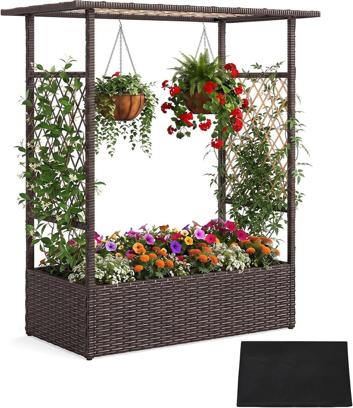 Giantex Raised Garden Bed with Trellis & Hanging Roof