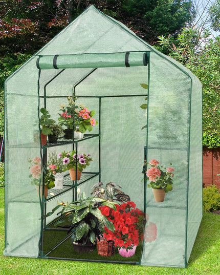 Outdoor Portable Greenhouse Mini Walk in 3 Tiers 8 Shelves Stands