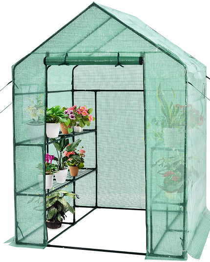 Walk-in Greenhouse, Gardening Plant Tent with Roll-Up Zippered Front Door