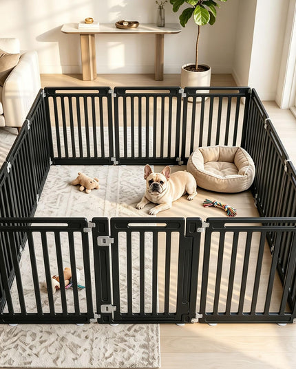 GIANTEX 32" Plastic Pet Fence with Lockable Door for Puppy