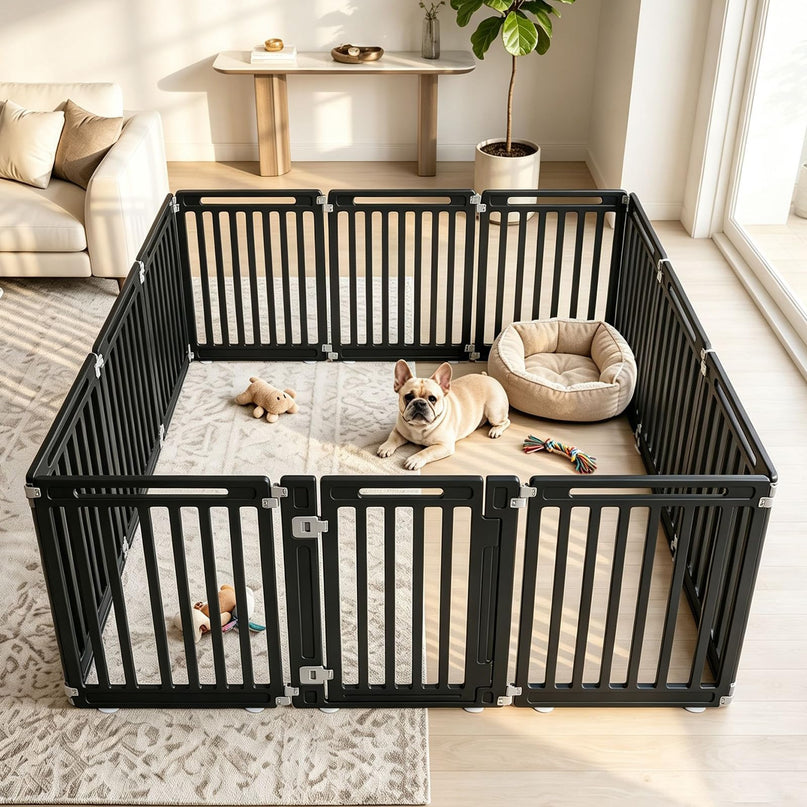 GIANTEX 32" Plastic Pet Fence with Lockable Door for Puppy