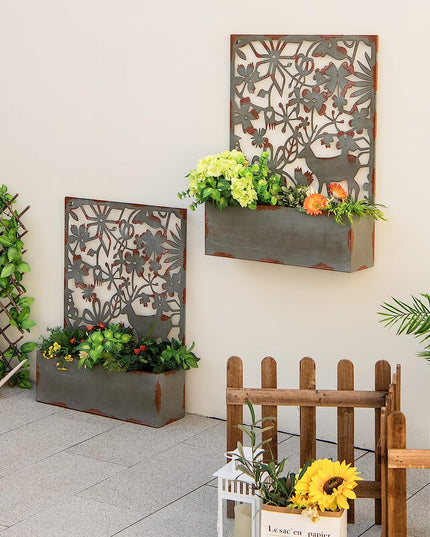 Giantex Raised Garden Bed with Trellises, Freestanding Retro Planter Boxes Set of 2