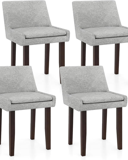 Giantex Linen Upholstered Accent Chairs w/Mid Back & Cushioned Seat