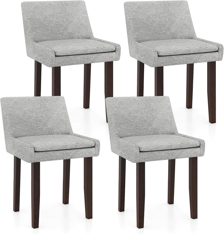 Giantex Linen Upholstered Accent Chairs w/Mid Back & Cushioned Seat