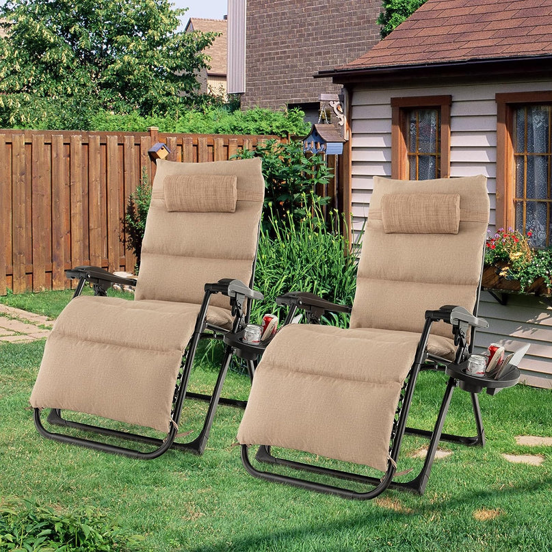 Giantex Zero Gravity Chair with Patio Cushions, Adjustable Folding Reclining Lounge Chair