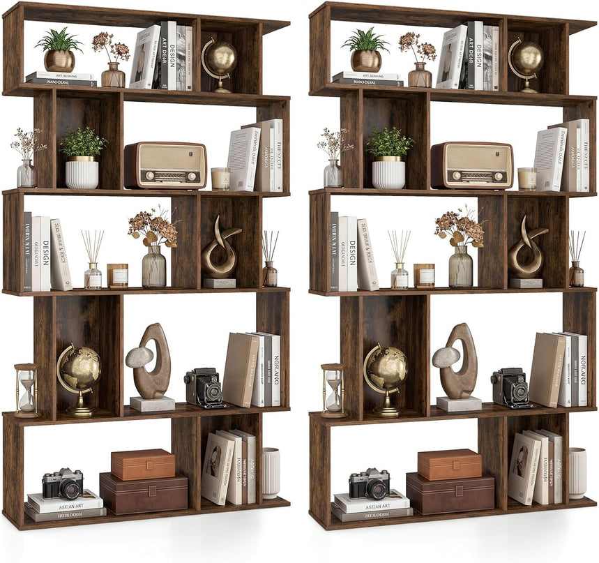 Giantex Bibliothèque à 5 niveaux | Étagère géométrique à 10 cubes avec 5 casiers à fond fermé