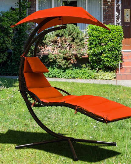Hanging Chaise Lounger Chair, Arc Stand Porch Swing Chair - Giantex
