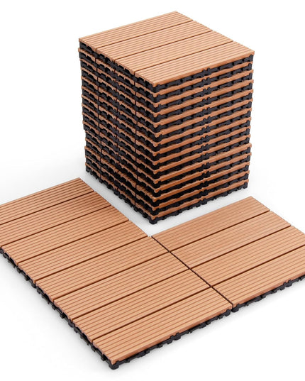 Giantex Interlocking Deck Tiles 18/36 Pack - 12 x 12 in Composite Outdoor Flooring Covering All Weather Use