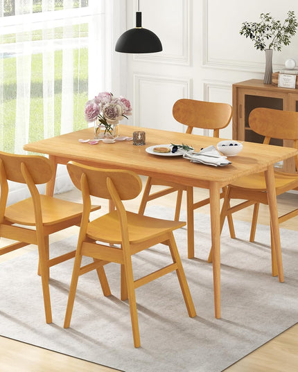 Giantex Wooden Dining Chairs Set of 2/4, Farmhouse Kitchen Chairs with Curved Backrest & Seat