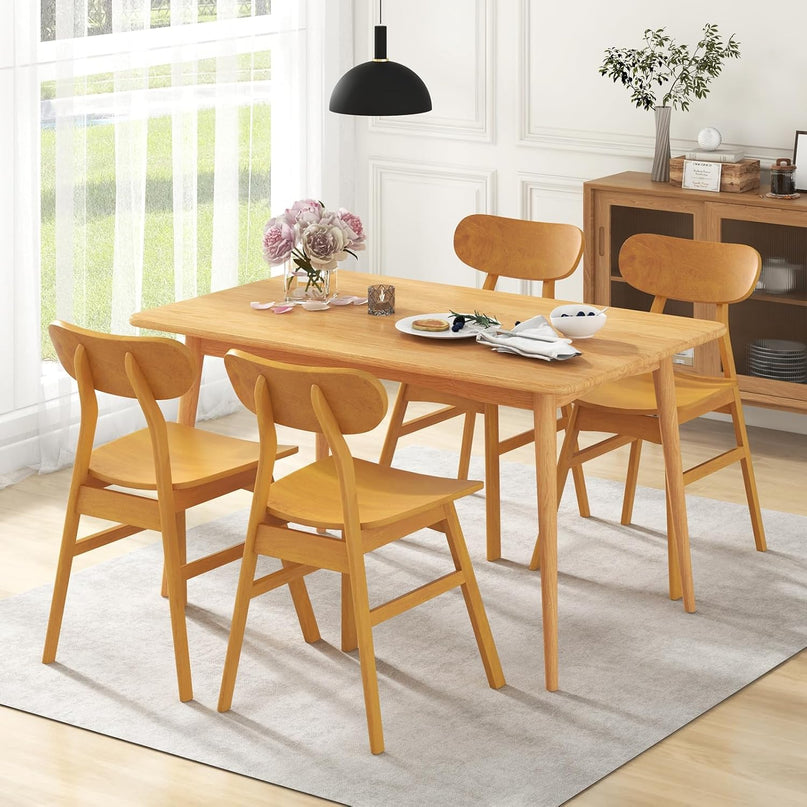 Giantex Wooden Dining Chairs Set of 2/4, Farmhouse Kitchen Chairs with Curved Backrest & Seat