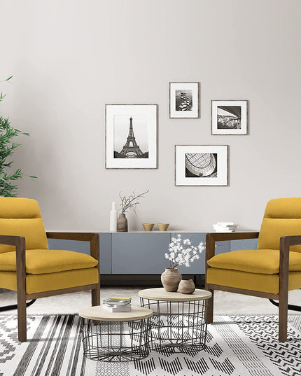 Giantex Accent Chair, Comfy Soft Leathaire Bedroom Chair with Solid Rubber Wood Legs