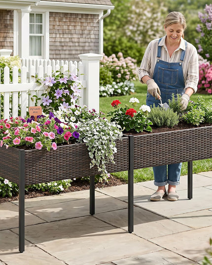 Giantex Raised Garden Bed with Legs, 6 x 2 FT Large Dual Elevated Planter Box with Removable Liner