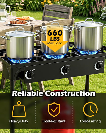 Giantex 3 Burner Propane Burner, 240,000 BTU High Pressure Gas Stove