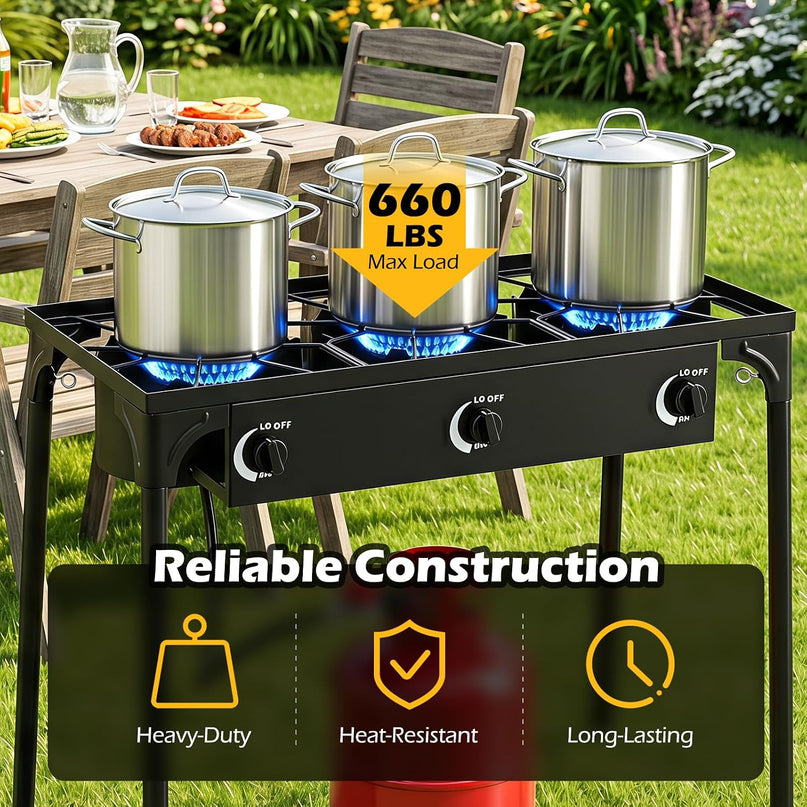 Giantex 3 Burner Propane Burner, 240,000 BTU High Pressure Gas Stove