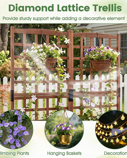 Giantex Wooden Raised Garden Bed with Trellis
