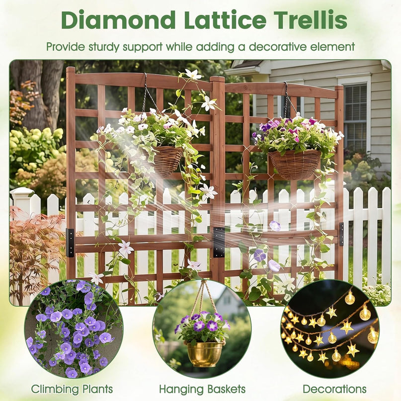 Giantex Wooden Raised Garden Bed with Trellis