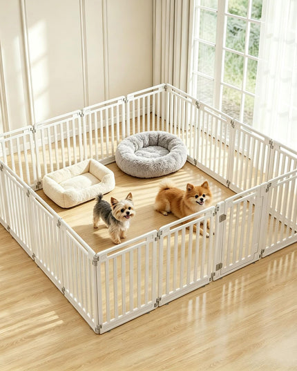 GIANTEX 32" Plastic Pet Fence with Lockable Door for Puppy