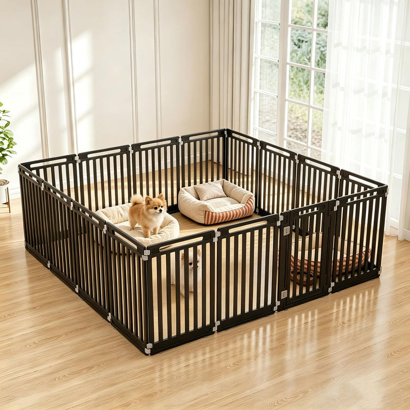 GIANTEX 32" Plastic Pet Fence with Lockable Door for Puppy