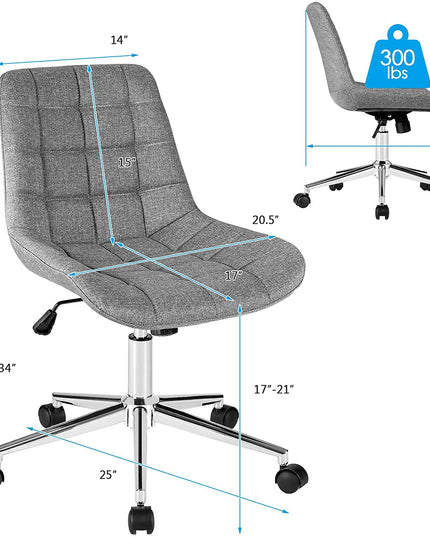 Modern Home Office Chair, Fabric Armless Leisure Chair