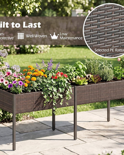 Giantex Raised Garden Bed with Legs, 6 x 2 FT Large Dual Elevated Planter Box with Removable Liner