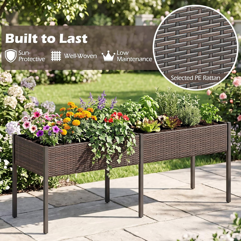 Giantex Raised Garden Bed with Legs, 6 x 2 FT Large Dual Elevated Planter Box with Removable Liner