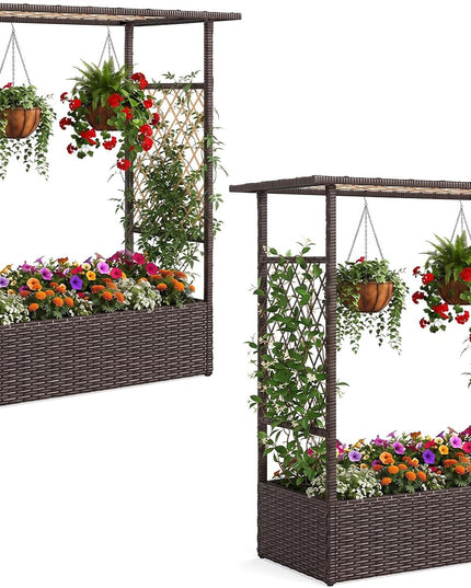 Giantex Raised Garden Bed with Trellis & Hanging Roof