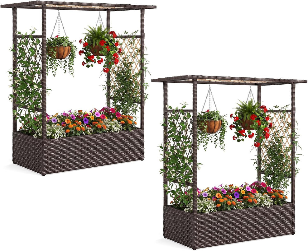Giantex Raised Garden Bed with Trellis & Hanging Roof