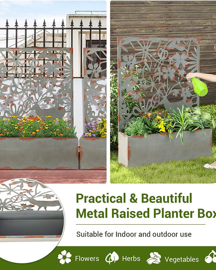 Giantex Raised Garden Bed with Trellises, Freestanding Retro Planter Boxes Set of 2