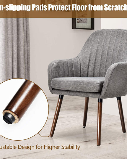 Set of 2 or 4 Fabric Dining Chairs, Accent Upholstered Arm Chair w/Wood Legs - Giantexus