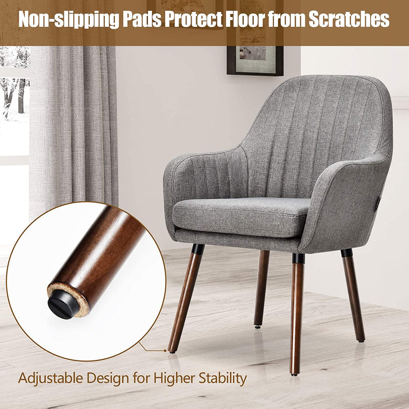 Set of 2 or 4 Fabric Dining Chairs, Accent Upholstered Arm Chair w/Wood Legs - Giantexus
