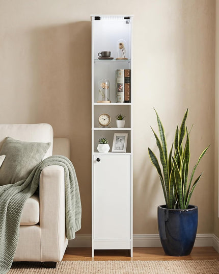 Giantex Tall Bathroom Cabinet with Lights & Remote Control
