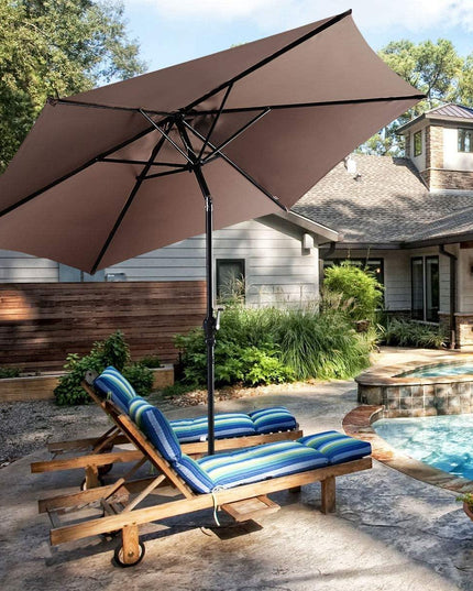 10ft Outdoor Patio Umbrella, Market Table umbrella w/ Tilt Adjustment and Crank, 180G Polyester - Giantexus