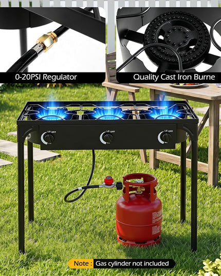 Giantex 3 Burner Propane Burner, 240,000 BTU High Pressure Gas Stove
