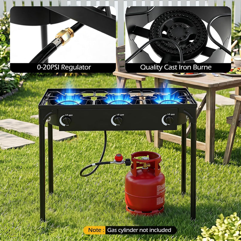 Giantex 3 Burner Propane Burner, 240,000 BTU High Pressure Gas Stove