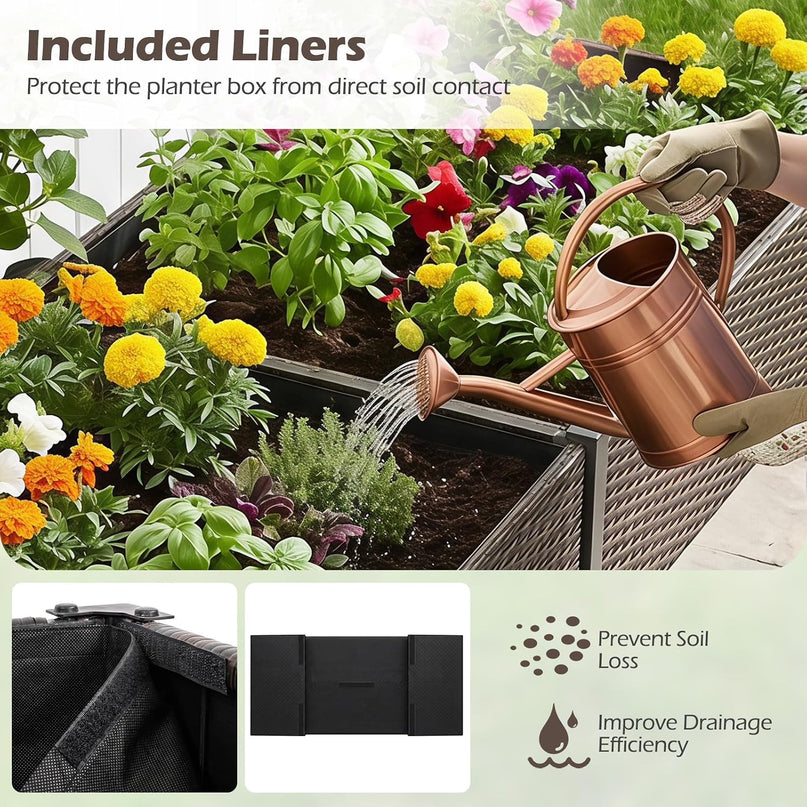 Giantex Raised Garden Bed with Legs, 6 x 2 FT Large Dual Elevated Planter Box with Removable Liner