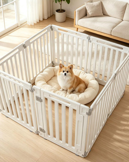 GIANTEX 32" Plastic Pet Fence with Lockable Door for Puppy