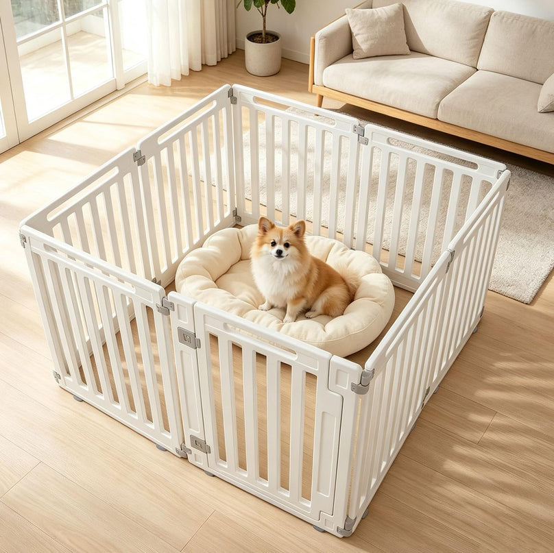 GIANTEX 32" Plastic Pet Fence with Lockable Door for Puppy