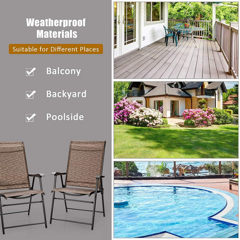 2-Pack Patio Dining Chairs, Portable Folding Chairs - Giantexus