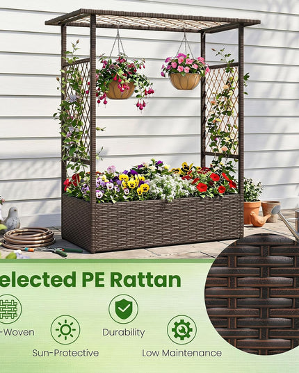 Giantex Raised Garden Bed with Trellis & Hanging Roof