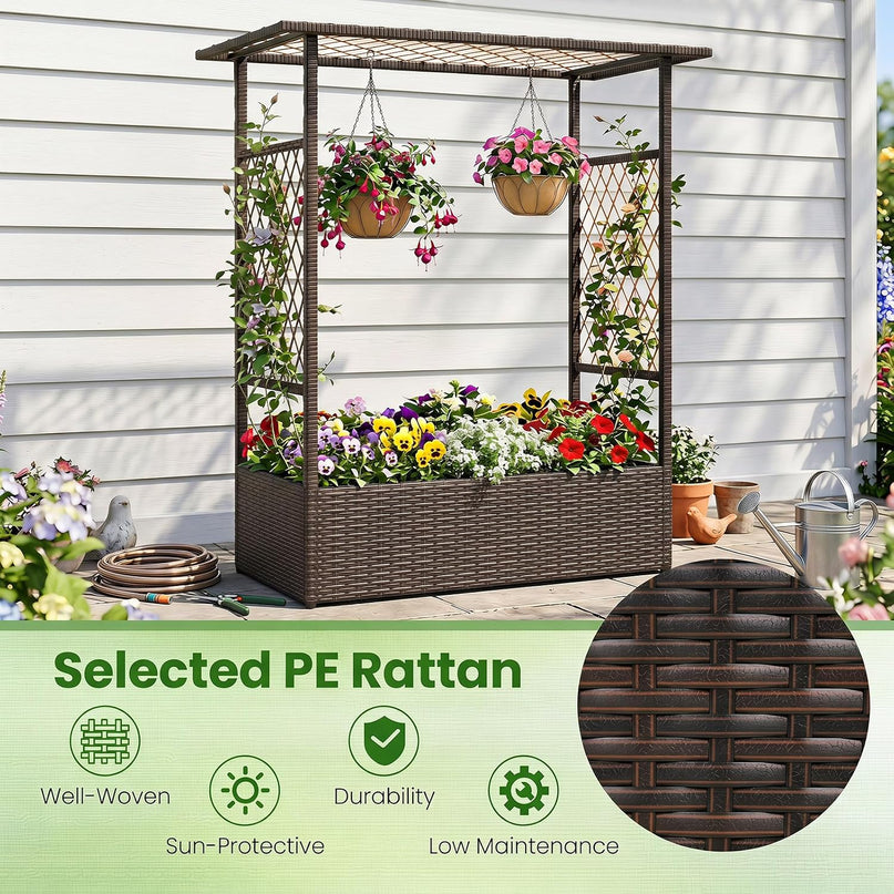 Giantex Raised Garden Bed with Trellis & Hanging Roof