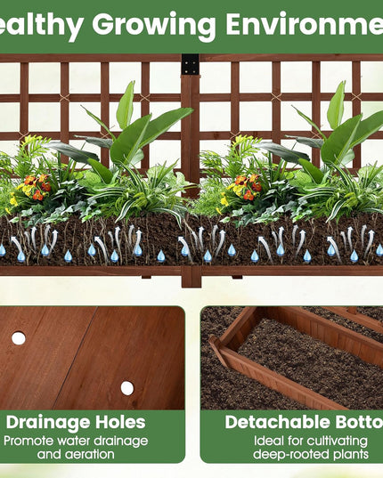 Giantex Wooden Raised Garden Bed with Trellis