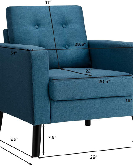 Giantex Modern Accent Chair, Mid-Century Upholstered Armchair Club Chair - Giantexus